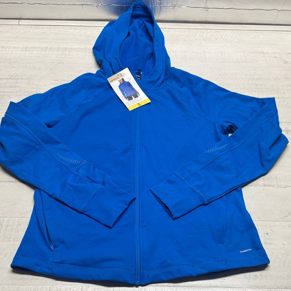 Mondetta active full zip jacket with hood moisture wicking with brush inside